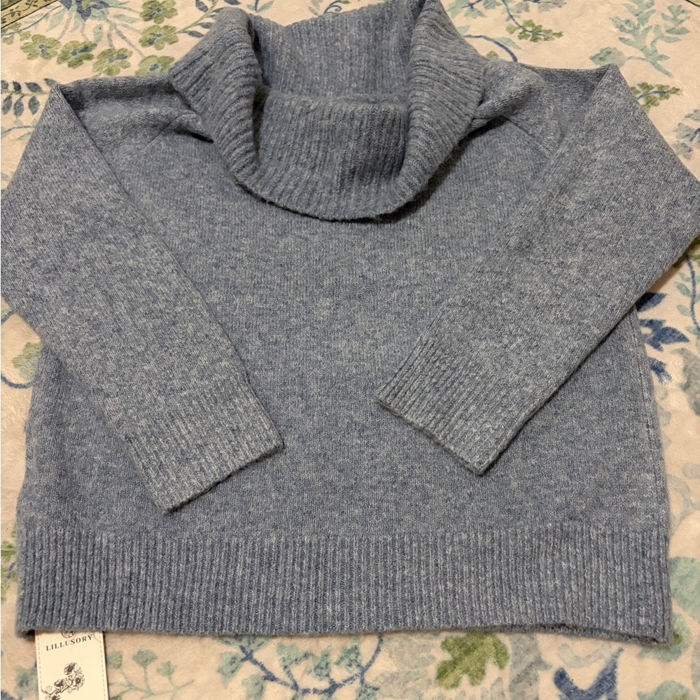 Heathered Light Blue Turtleneck Sweater